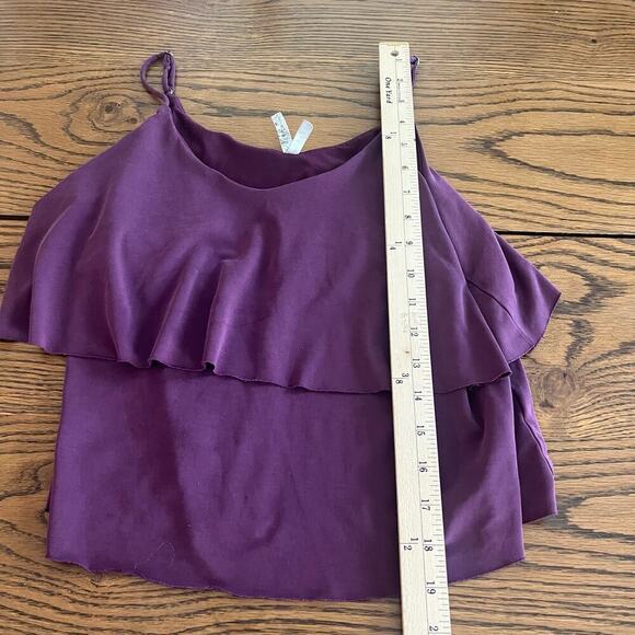 Mudd Eggplant Purple Ruffle Cropped Tank-Size Medium - Picture 3 of 5